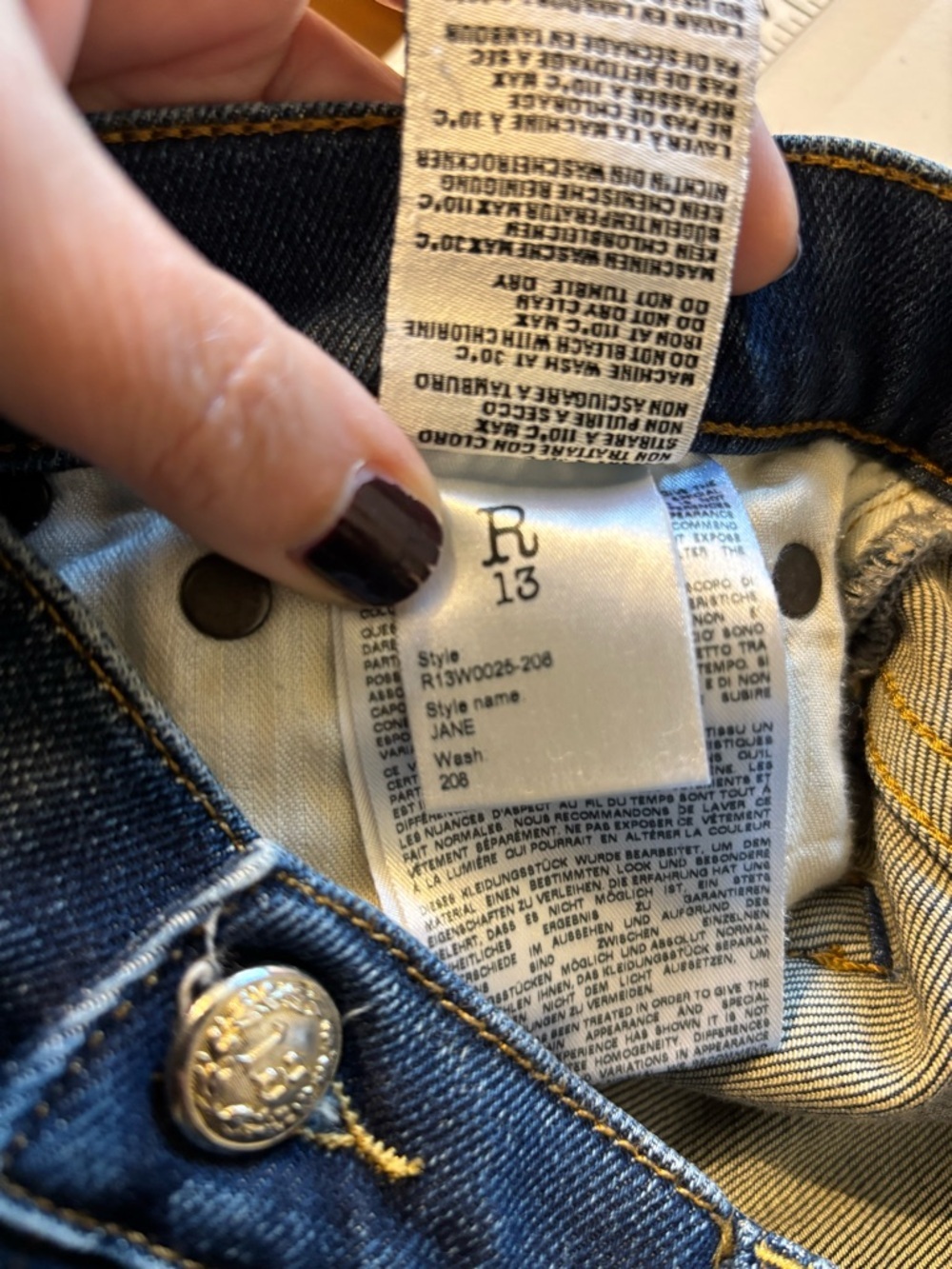 R13 Jane Jeans Size 29 Ankle Dark Denim Elevated Basic Distressed Quiet Luxury - Picture 15 of 17